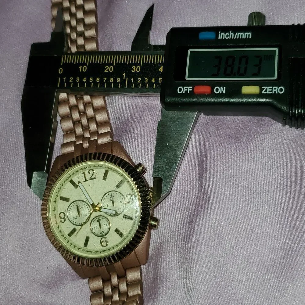 NEW Rose Gold Tone Chronograph Style Ladies Watch Gold Face Wristwatch Timepiece
